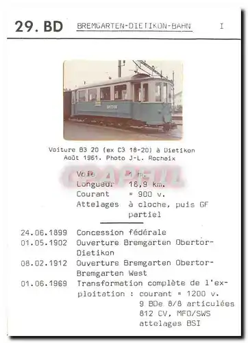 Cartes postales moderne Bremgarten Dietikon Bahn Voiture B3 20