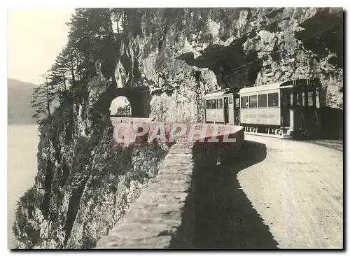 Ansichtskarte AK SJT als Gebirgstrassenbahn zwischen Sundlauenen und Nastel am Thunersee mit BC 35 Ce 2 2 4