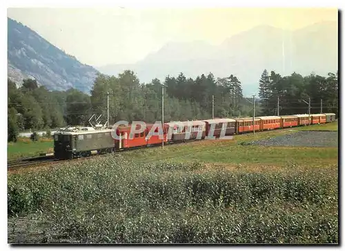 Ansichtskarte AK Tram Ge 4 4 1 604 Calanda pres de Felsberg en tete d'un special Glacier Express