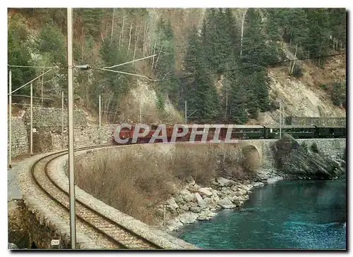 Ansichtskarte AK Tram Ge 6 6 1 401 409 dans les gorfes du Rhin entre Reichenau Tamins et Trin