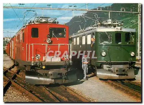 Ansichtskarte AK Tram HGe 4 4 32 et Ge 4 4 1 610 Viamala a Disentis Muster