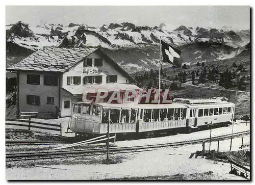 Moderne Karte Die Arth Rigi Bahn fuhr mit kleinen und groBen Vorstellwagen