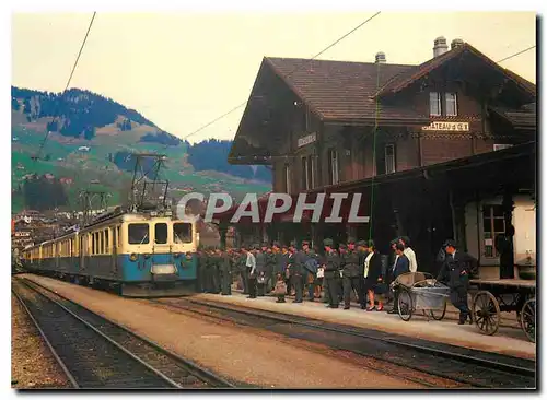 Moderne Karte Chateau d'Oex train pour Montreux