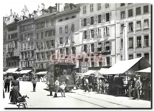 Cartes postales moderne Rue de Coutance tram se dirigeant vers Cornavin 1896