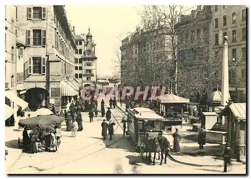 Moderne Karte Place du Molard vers 1890