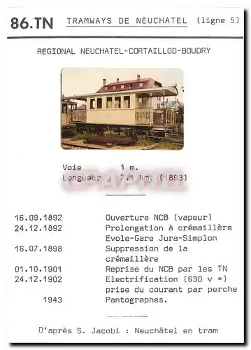 Moderne Karte Tramways de Neuchatel