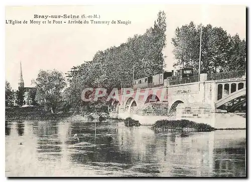 Moderne Karte Arrivee d'un train de Nangis a Bray sur Seine