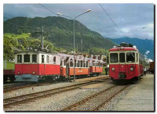 Moderne Karte Chemins de fer electriques veveysans CEV HGe 2 2 1 BD2 206 B212 in der Station Bionay