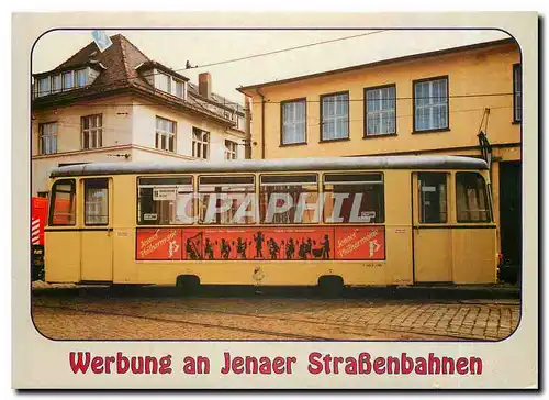 Moderne Karte Werbung an Jenaer StraBenbahnen