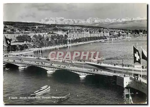 Cartes postales moderne Zurich Quaibrucle Utoquai Glarneralpen