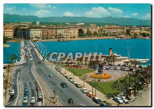 Cartes postales moderne Geneve The Roadstead Mont Blanc Bridge and the Jura Mountains