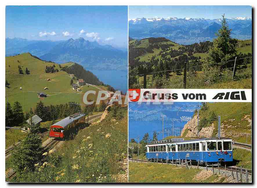 Moderne Karte Rigi Ausblick vom Rigi mit Vitznau und Arth Rigi Bahnen Nr. DGUK63 - oldthing 