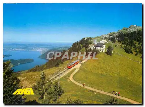 Cartes postales moderne Rigi Staffel Vitznau Rigi Bahn und Zugersee