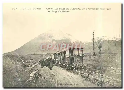 Cartes postales moderne Puy de Dome Apres La Font de l'Arbre le Tramway montant au Puy de Dome