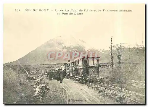 Moderne Karte Puy de Dome Apres La Font de l'Arbre le Tramway montant au Puy de Dome