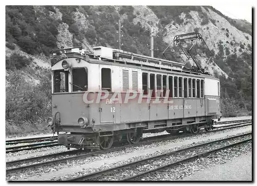 Moderne Karte LLB Triebwagen ABFeh 2 4 12 mit Stangenantrieb und Seitengangabteilen in Leuk