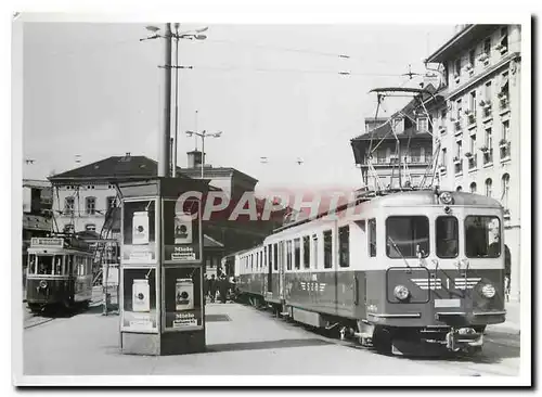 Moderne Karte SZB Triebwagen ABFe 4 4 1 und die Tramlinie 1 sind inzwiscvhen vom Berner Bahnhofplatz verschwun