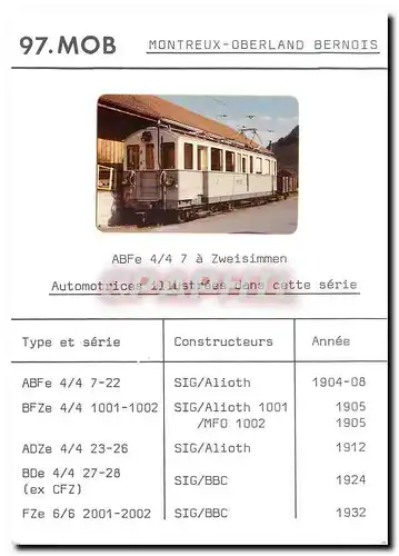 Moderne Karte Montreux Oberland Bernois ABFe 4 4 7 a Zweisimmen