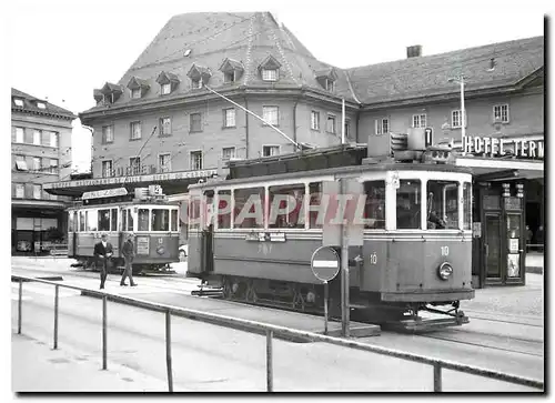 Moderne Karte Tram Be 2 2 10 et 13 se croisant a la gare