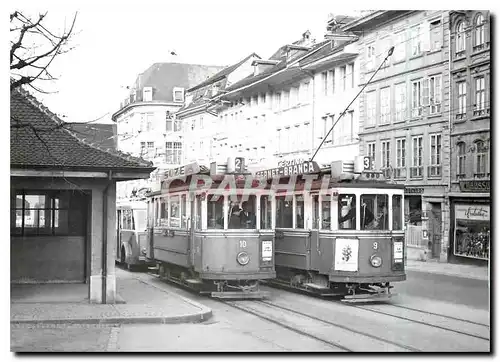 Cartes postales moderne Tram Be 2 2 9 et 10 se croisant a la place du Tilleul