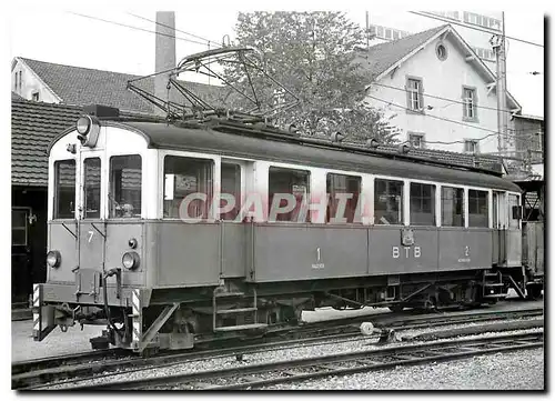 Moderne Karte Tram ABe 4 4 7 devant le depot d'Oberwil equipee pour le montage du casse neige