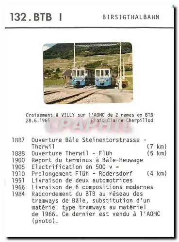 Photo Birsigthalbahn Croisement a Villy sur l'AOMC de 2 rames