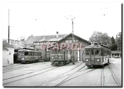 Moderne Karte Tram BDe 4 4 207 Be 4 4 203 et Be 4 4 205 devant le depot de Frauenfeld Stadt