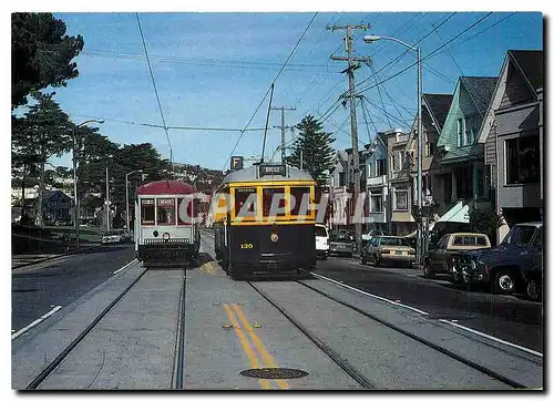 Cartes postales moderne Celebrating a century of service to San Francisco two of the Municipal Railway's historic cars r