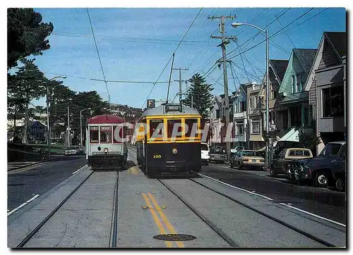 Moderne Karte Celebrating a century of service to San Francisco two of the Municipal Railway's historic cars r