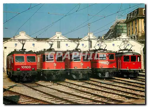 Moderne Karte SBB Drehgestell Lokomotiven in Lausanne Re 4 4 IV Re 6 6 Re 4 4 11 Ae 6 6 Re 4 41