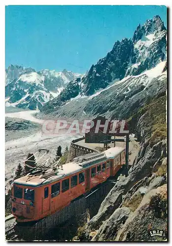 Moderne Karte Chamonix Mont Blanc Le train de Montenvers et la Mer de Glace