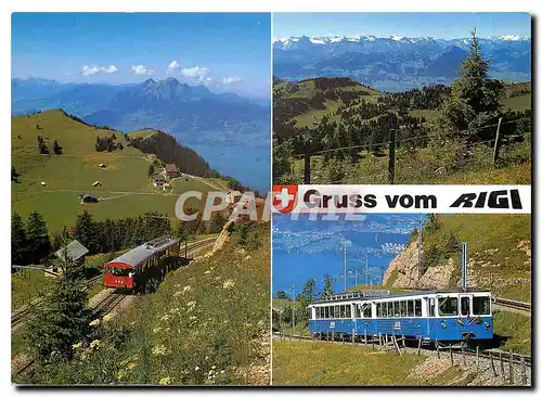 Moderne Karte Gruss vom Rigi Vitznau und Arth Rigi Bahnen