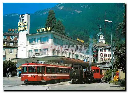 Moderne Karte Vitznau Rigi Bahn Dampflok Nr 17 Pendelzug 21