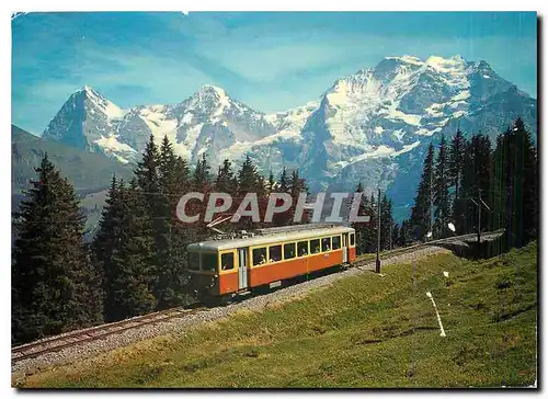 Cartes postales moderne Bahn Grutschalp Murren mit Eiger Monch und Jungfrau