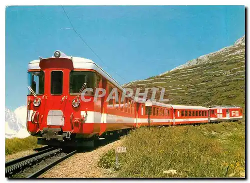 Moderne Karte Furka Oberalp Railway Push Pull train with motor coach BDeh 4 4 11