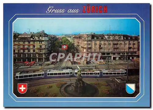 Cartes postales moderne Gruss aus Zurich Bahnhofplatz mit Bahnhofstrasse