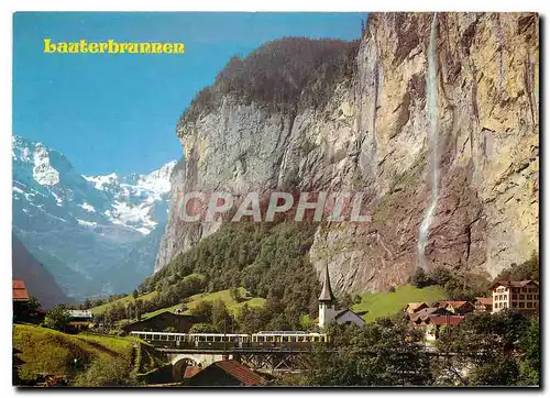 Cartes postales moderne Lauterbrannen Berner Oberland mit Staubbach und Grosshorn