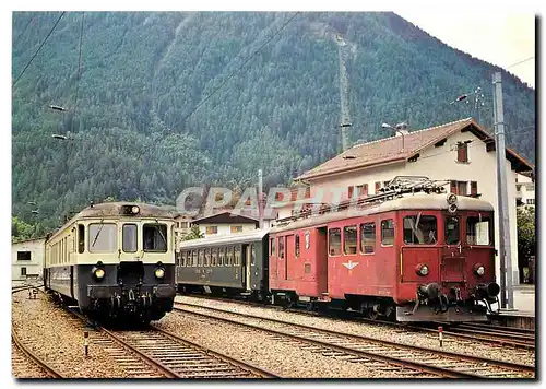 Cartes postales moderne Tram ABDe 4 8 747 du BLS et motrice MO ABDe 4 4 5