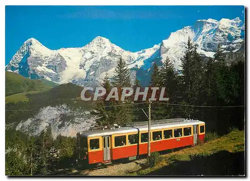 Cartes postales moderne Bergbahn Lauterbrunnen Murren Eiger Monch Jungfrau