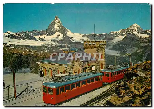 Cartes postales moderne Zermatt Station Gomergrat mit Matterhorn und Dent Blanche