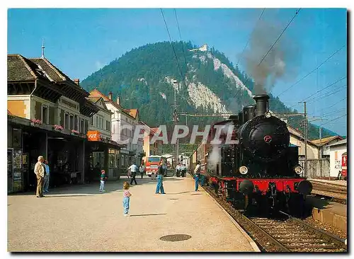 Moderne Karte Vapeur Val de Travers Chemin de fer touristique St Sulpice