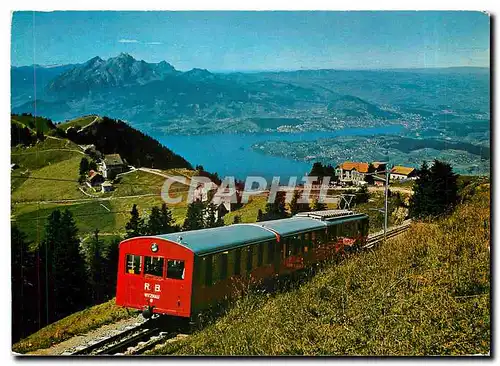 Cartes postales moderne Vitznau Rigi Bahn obernalb Rigi Staffel Pilatus und Luzern