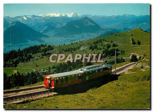 Moderne Karte Vitznau Rigi Bahn unterhalb Rigi Kulm Blick auf Unterwaldner und Berner Alpen