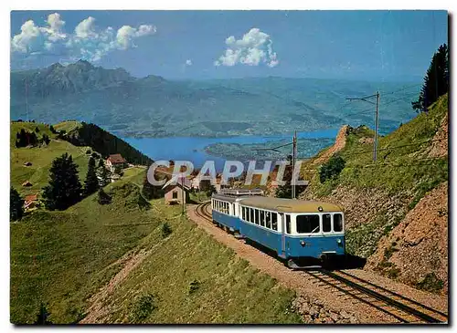 Cartes postales moderne Arth Rigi Bahn unterhalb Rigi Kulm Blick auf Vierwaldstattersee und Pilatus