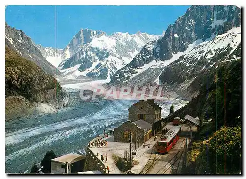 Moderne Karte Chamonix Mont Blanc La Gare de Montenvers la Mer de Glace et les Grandes Jorasses