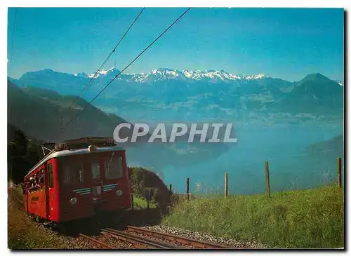 Cartes postales moderne Vitznau Rigi Bahn Blick auf Vierwaldstattersee und die Unterwaldneralpen