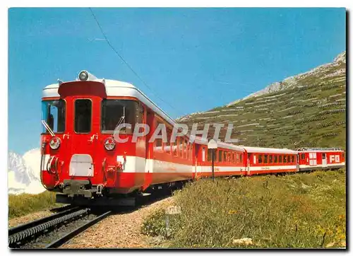 Moderne Karte Furka Oberalp Railway Push pull train with motor coach BDeh 4 4 11