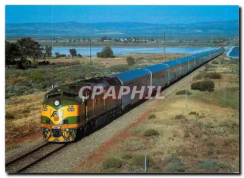 Moderne Karte Australian National diesel electric locomotive CLP no 10 heading Ghan near Port Augusta