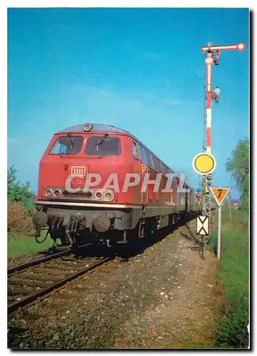 Moderne Karte DB diesel hydraulic locomotive 215 134 8 near Langlau