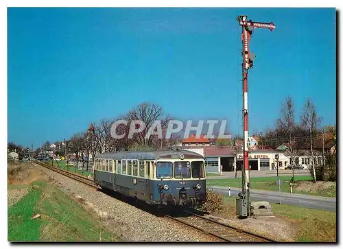 Cartes postales moderne DB battery railcar 515 013 1 passing bavarian home signal near dinkelsbuhl